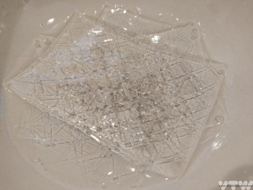 sheets of gelatine soaking in water