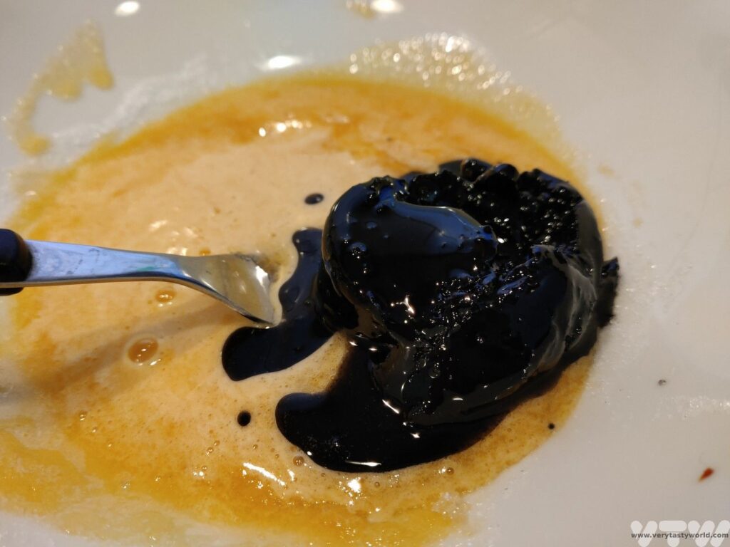 sugar eggs and sesame paste mixing