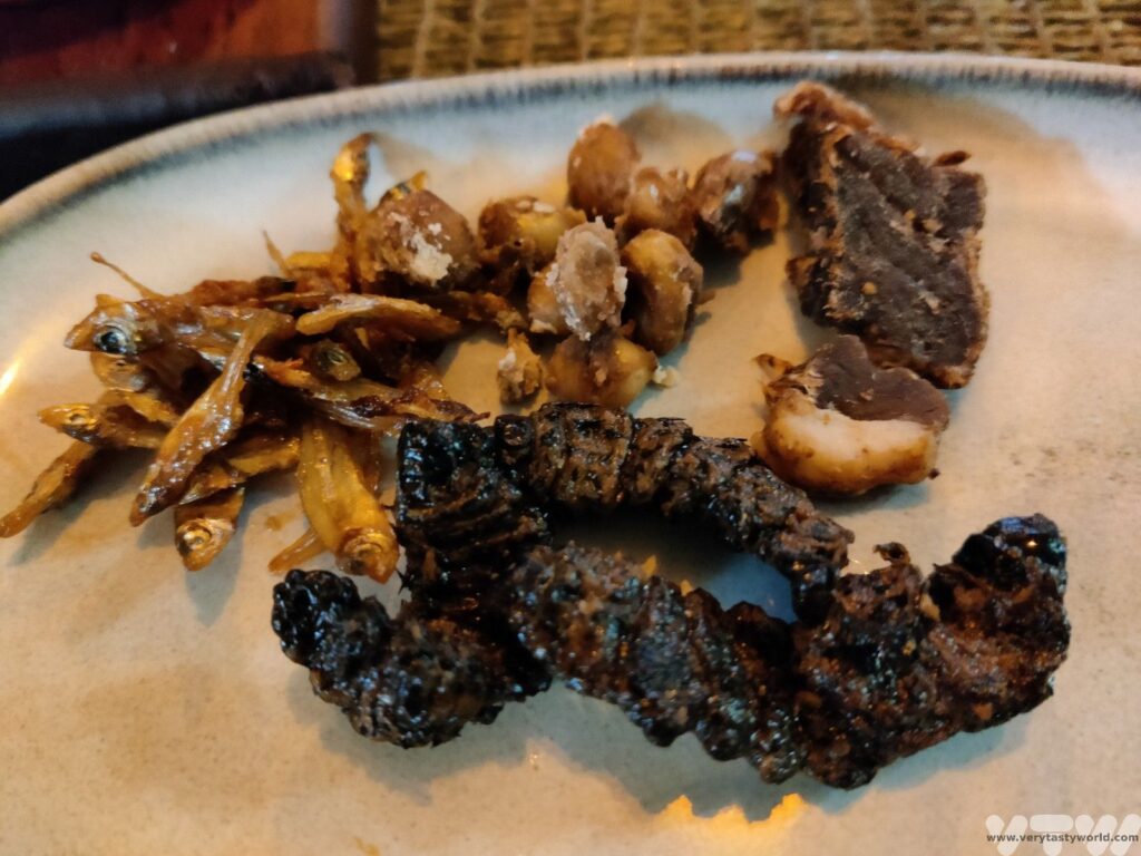 mopane worms, biltong and karpenta fish - traditional Zimbabwe special