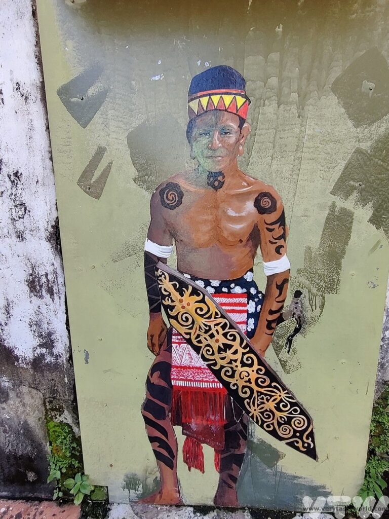 street art featuring an Iban tribesman