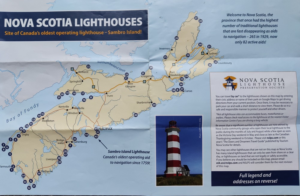 Nova Scotia lighthouses map