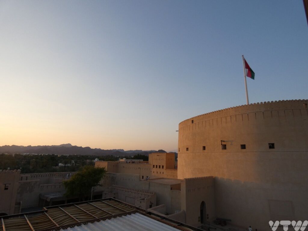 Nizwa fort in Oman at sunset