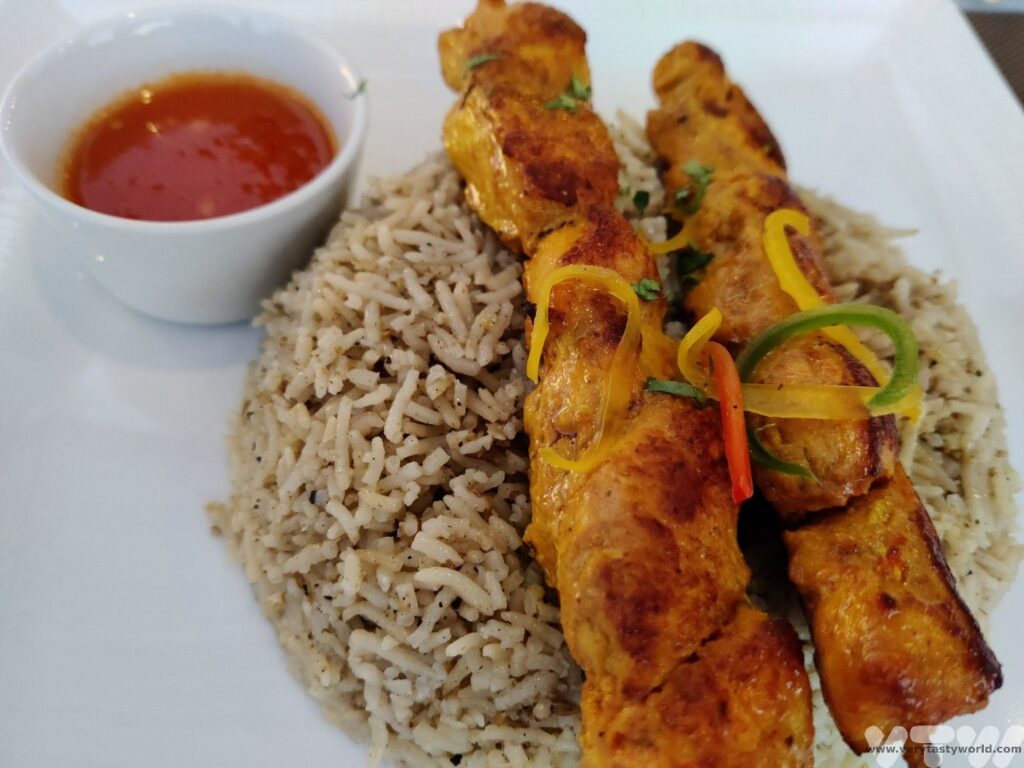 kebabs and rice
