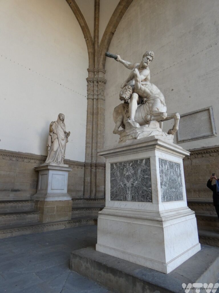 Violent sculpture in the Loggia dei lanzi outdoor art gallery