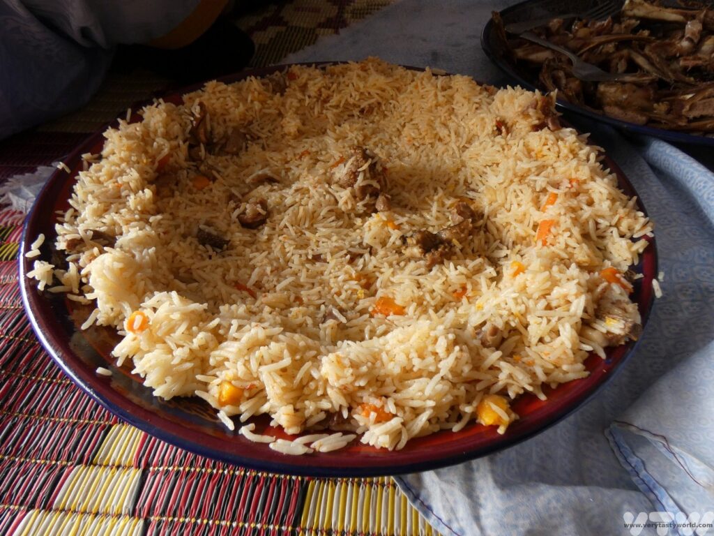 plate of rice with veggies