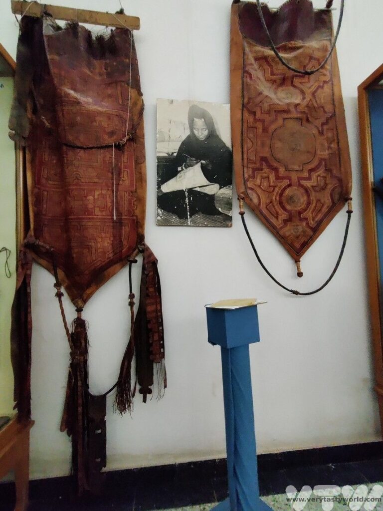 Leather bag exhibit at the national museum of Mauritania