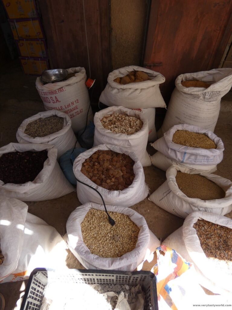 Sacks of food at Atar market
