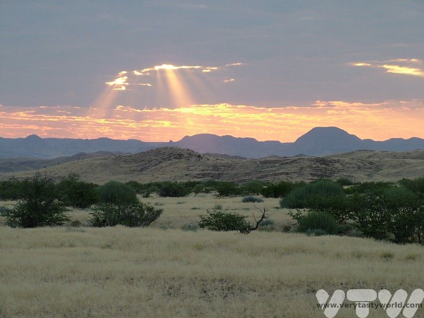 rays of sun over Damaraland landscape