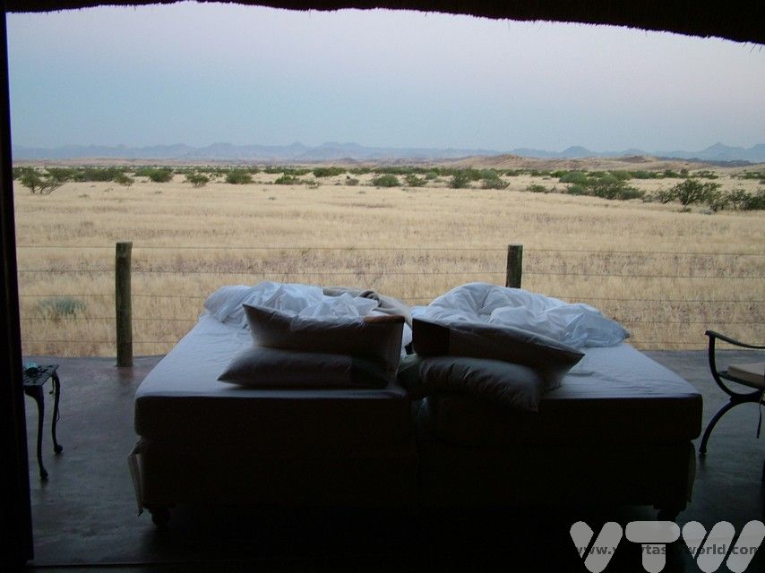 View from bed - a bed on wheels where you can sleep under the stars looking out over the plains of damaraland