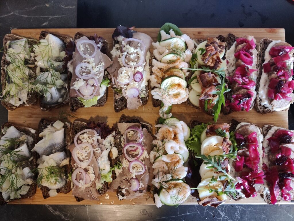 platter of home made smorrebrod.