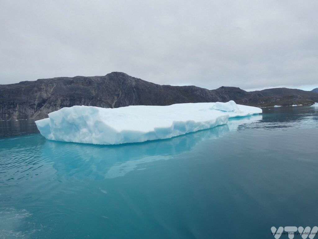 large blue icebergy in the Nuuk ice fjord